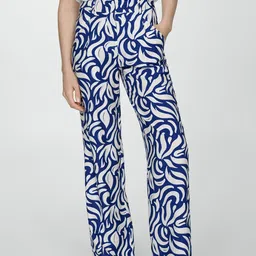 MANGO Women Printed Wide Leg Trousers-image-96