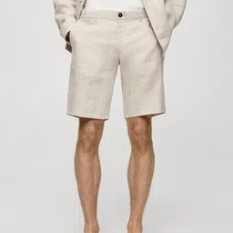 MANGO MAN Men Slim Fit Linen Shorts-image-64