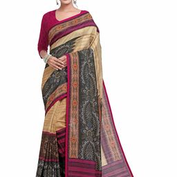 SAPTRANGI Ethnic Motif Pure Linen Bhagalpuri Saree-image-96