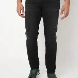 Aizumi dark Grey Enzyme Wash Slim Fit Jeans-image-88