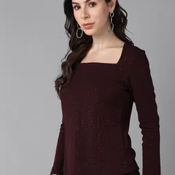 Roadster Brown Square Neck Fitted Top-picture-30