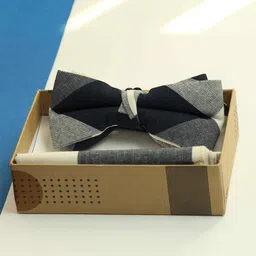 Tossido Men Checked Cotton Bowtie & Pocket Square Set-picture-14