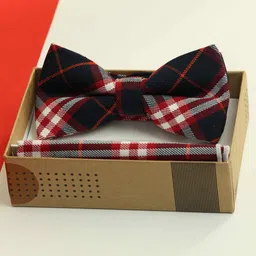 Tossido Men Checked Cotton Bowtie & Pocket Square Set-picture-18