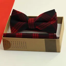 Tossido Men Checked Cotton Bowtie & Pocket Square Set-picture-18