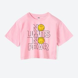 Mast & Harbour Girls Pink Typography Printed Pure Cotton Boxy T-shirt-image-54