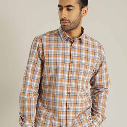 Indian Terrain Chiseled Slim Fit Tartan Checked Casual Pure Cotton Shirt-image-77