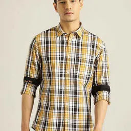 Indian Terrain Chiseled Slim Fit Tartan Checked Pure Cotton Casual Shirt-image-73