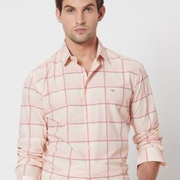 Mufti Slim Fit Grid Tattersall Checked Pure Cotton Casual Shirt-image-53