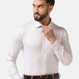 Blackberrys Straight Slim Fit Grid Tattersall Checks Cotton Formal Shirt-image-93