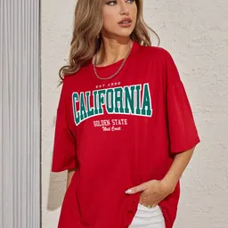 JUNEBERRY Typography Printed Drop Shoulder Sleeves Pure Cotton Oversized T-shirt-image-67