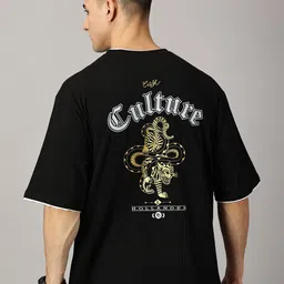 THE HOLLANDER Typography Printed Drop-Shoulder Sleeves Pure Cotton Oversized T-shirt-image-21