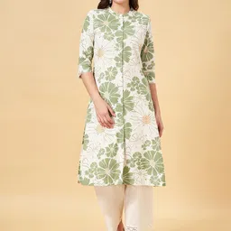 RANGMANCH BY PANTALOONS Floral Printed Mandarin Collar Sequinned Kurta-32