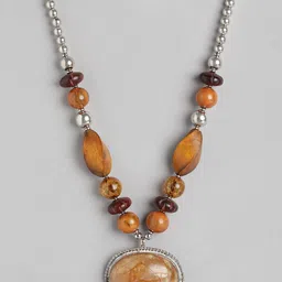 RICHEERA Silver-Plated Artificial Stones & Beads Necklace-41