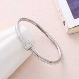 Designs & You Silver-Plated American Diamond Bangle-Style Bracelet-image-80