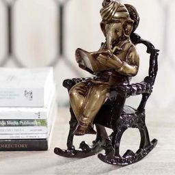 eCraftIndia Brown & Black Lord Ganesha on Rocking Chair Showpiece-image-88