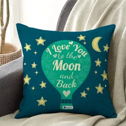 Indigifts Blue Digital Graphic Print Square Cushion Cover-16