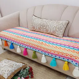 THROWPILLOW Pink & Yellow Printed Sofa Cover-image-35