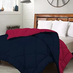 RF RELAXFEEL Maroon & Navy Blue Checked Heavy Winter 233 GSM Double Bed Quilt-image-3