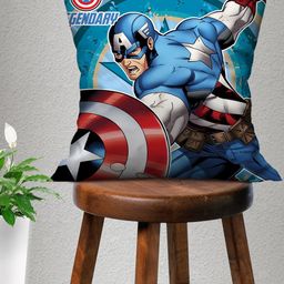 Marvel Blue Captain America Printed Square Cushion With Cover-image-92