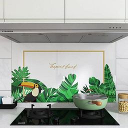 Jaamso Royals Green Leaves Oil Proof Rust Proof Kitchen Wallpaper-picture-36