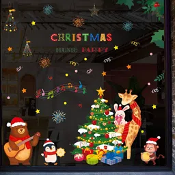 Jaamso Royals Green & Red Christmas Theme Printed Self-Adhesive Removable Wall Sticker-image-60