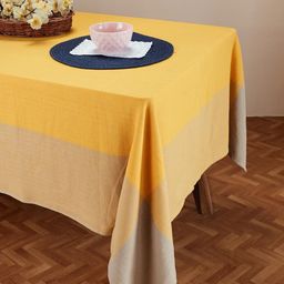 Fabindia Adesh Mustard Yellow Cotton Woven 8 Seater Table Cover-55