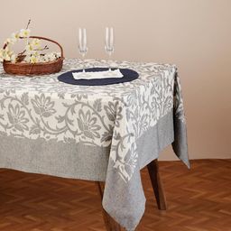 Fabindia Inaya Natural White & Grey Woven Cotton 8 Seater Table Cover-11