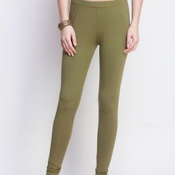 Dollar Missy Women Green Solid Slim-Fit Cotton Ankle-Length Leggings-image-61