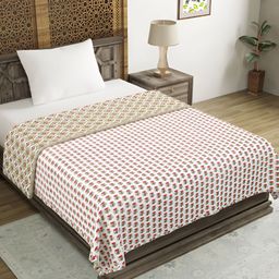 Sangria White & Pink Floral AC Room 150 GSM Double Bed Dohar-image-47