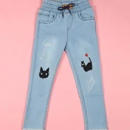 F2M Girls Slim Fit High-Rise Light Fade Clean Look Embroidered Jeans-picture-6