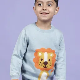 Greendeer Kids Delighted Lion Jacquard Pure Cotton Pullover-picture-11