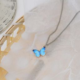 FIMBUL Silver-Plated Gradient Butterfly Necklace-image-8