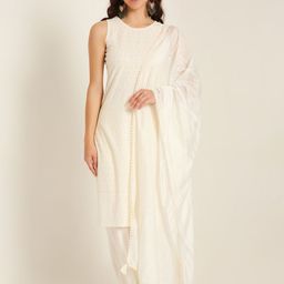 Shopping Queen Ethnic Motifs Embroidered Kurta With Palazzos & Dupatta-picture-34