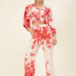 JAVINISHKA Tie-Dyed Long Sleeve Crop Shirt And Trouser-13