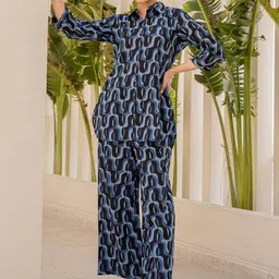 FEATHERS CLOSET Printed Pure Cotton Shirt With Trousers-image-40