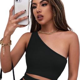 BAESD One Shoulder Cotton Crop Top-image-99