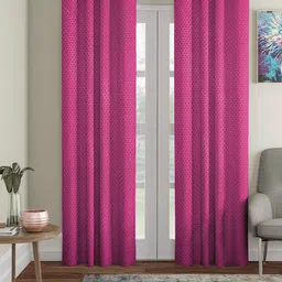 Aura Pink 2 Pieces Embossed Long Door Curtain-image-16