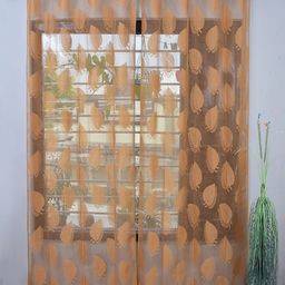 Homefab India Set of 2 Gold-Toned Sheer Door Curtain-28