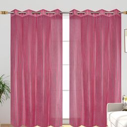 AH ARTSY HOME Rose 2 Pieces Striped Sheer Door Curtain-image-8