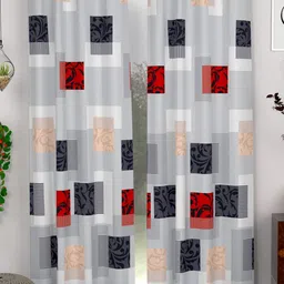 CHHAVI INDIA Grey & Red 2 Pieces Ethnic Motifs Printed Sheer Door Curtains-17
