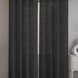 LINENWALAS Happy Sleeping Black 2 Pieces Sheer Cotton Door Curtains-13