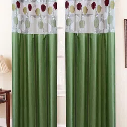 Homefab India Green & White Set of 2 Sheer Door Curtain-image-83