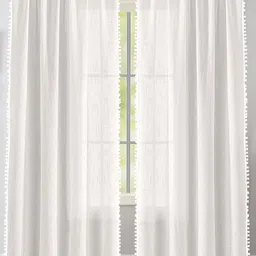 HOMEMONDE White 2 Pieces Sheer Cotton Door Curtains-11