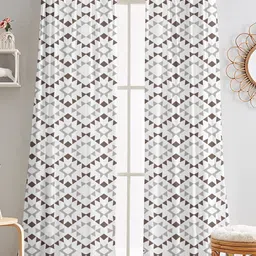 Lushomes Black & White 2 Pieces Geometric Black Out Door Curtains-image-24
