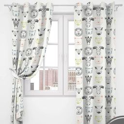 URBAN SPACE White & Black Quirky Black Out Door Curtains-55