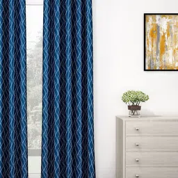 Story@home Blue & White Abstract Black Out Door Curtain-image-18