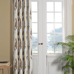 BIANCA Brown & Gold-Toned Floral Printed Room Darkening Door Curtain-image-24