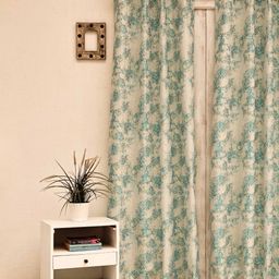 Ariana Turquoise Blue & Cream Ethnic Motifs Printed Room Darkening Door Curtain-image-100