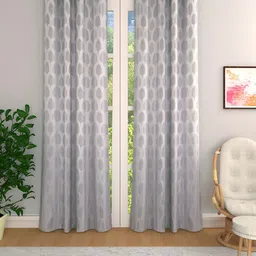THE CONVERSION Grey Set of 2 Floral Room Darkening Door Curtain-14