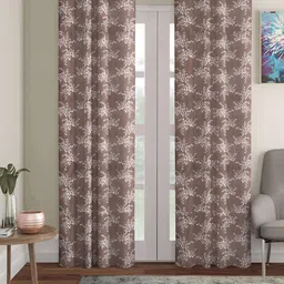 ERIC LONDON Brown & White Set of 2 Floral Room Darkening Door Curtain-image-52